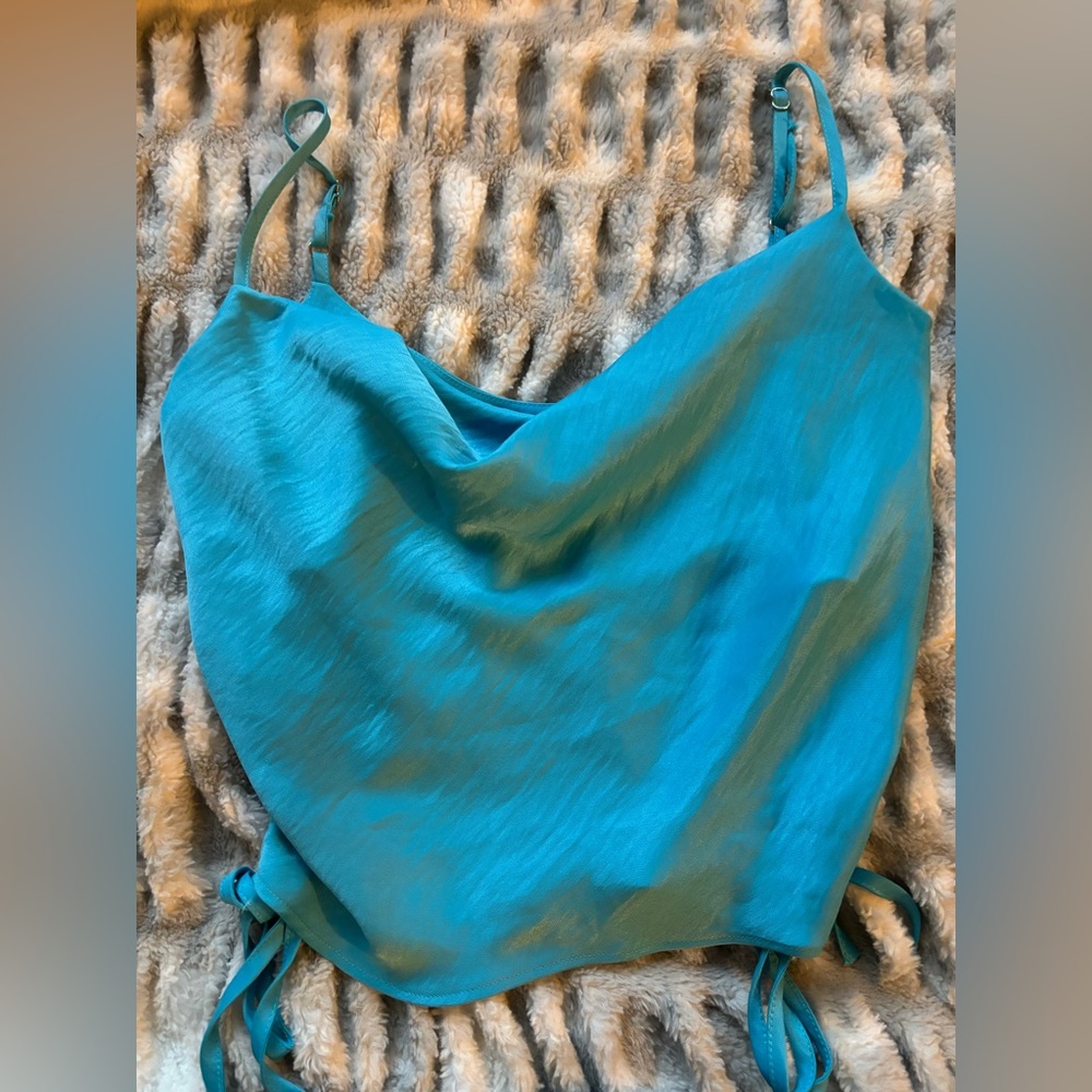 Blue silk top